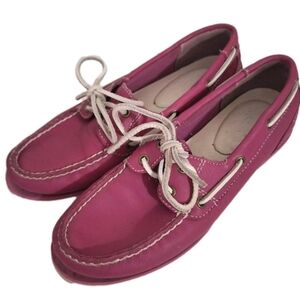 Timberland Boat Shoe Loafers Fuschia Pink Womens Size 7.5 Leather GUC